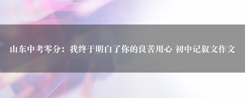 山东中考零分：我终于明白了你的良苦用心作文 初中记叙文精选九篇图1